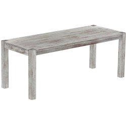 Esstisch 200x80 Rio Kanto Shabby Nussbaum massiver Pinien Holztisch - vorgerichtet für Ansteckplatten - Tisch ausziehbar