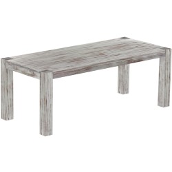 Esstisch 208x90 Rio Kanto Shabby Nussbaum massiver Pinien Holztisch - vorgerichtet für Ansteckplatten - Tisch ausziehbar