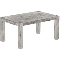 Esstisch 160x100 Rio Kanto Shabby Nussbaum massiver Pinien Holztisch - vorgerichtet für Ansteckplatten - Tisch ausziehbar