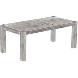 Esstisch 200x100 Rio Kanto Shabby Nussbaum massiver Pinien Holztisch - vorgerichtet für Ansteckplatten - Tisch ausziehbar