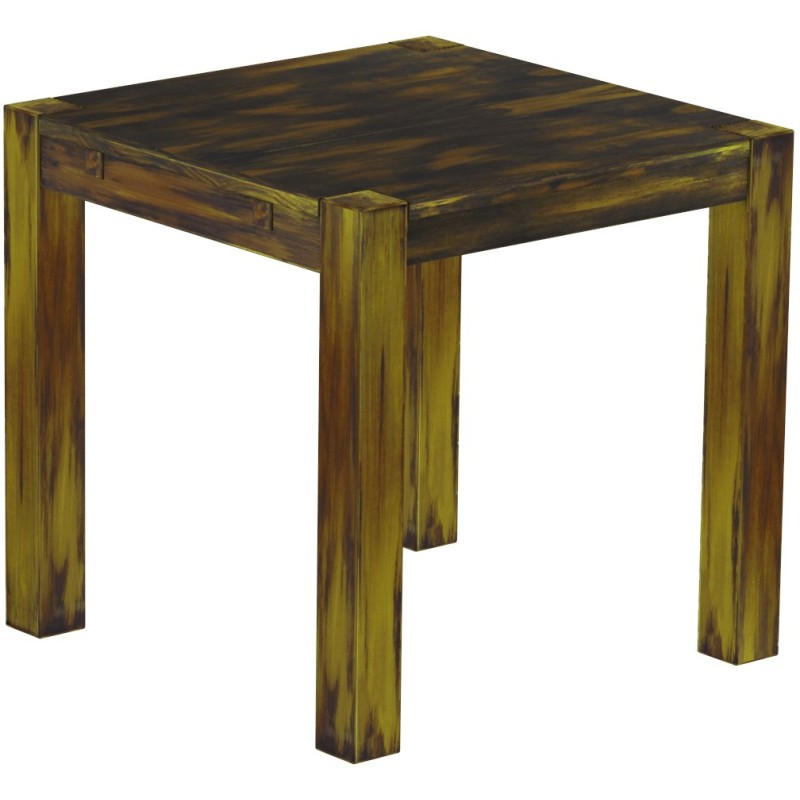 Esstisch 80x80 Rio Kanto Goldmix massiver Pinien Holztisch - vorgerichtet für Ansteckplatten - Tisch ausziehbar