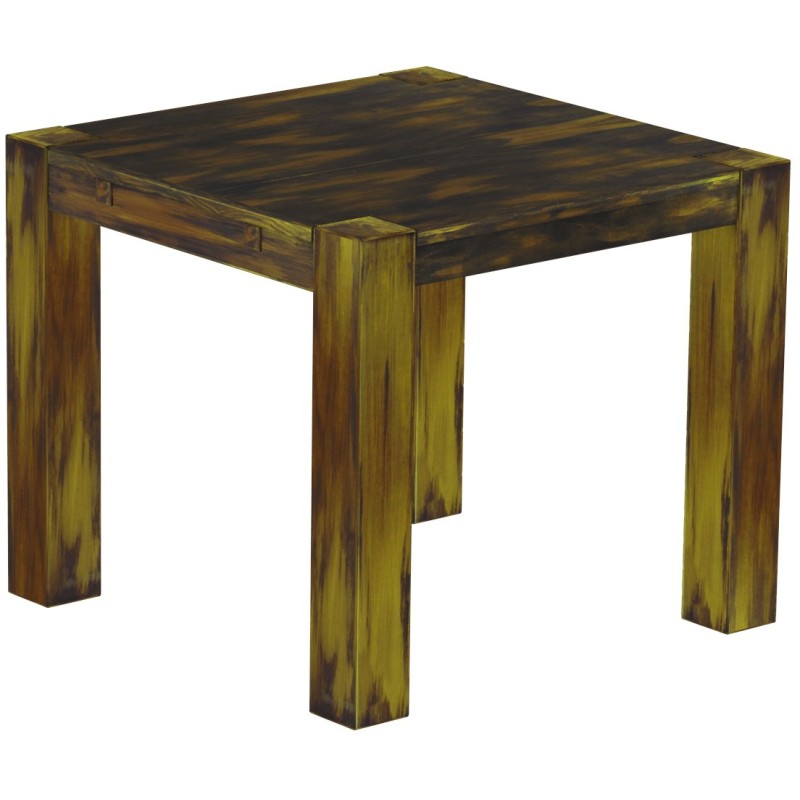 Esstisch 90x90 Rio Kanto Goldmix massiver Pinien Holztisch - vorgerichtet für Ansteckplatten - Tisch ausziehbar