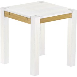 Esstisch 73x73 Rio Kanto Snow Brasil massiver Pinien Holztisch - vorgerichtet für Ansteckplatten - Tisch ausziehbar