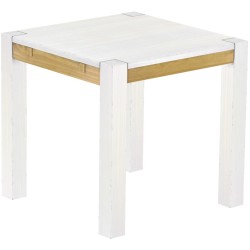 Esstisch 80x80 Rio Kanto Snow Brasil massiver Pinien Holztisch - vorgerichtet für Ansteckplatten - Tisch ausziehbar