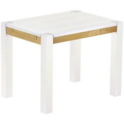 Esstisch 100x73 Rio Kanto Snow Brasil massiver Pinien Holztisch - vorgerichtet für Ansteckplatten - Tisch ausziehbar