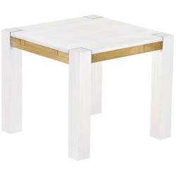 Esstisch 90x90 Rio Kanto Snow Brasil massiver Pinien Holztisch - vorgerichtet für Ansteckplatten - Tisch ausziehbar