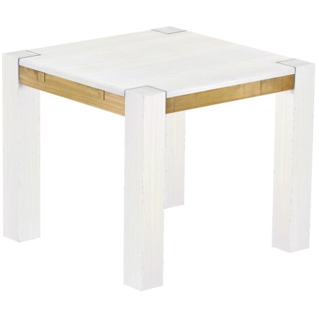 Esstisch 90x90 Rio Kanto Snow Brasil massiver Pinien Holztisch - vorgerichtet für Ansteckplatten - Tisch ausziehbar
