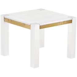 Esstisch 100x100 Rio Kanto Snow Brasil massiver Pinien Holztisch - vorgerichtet für Ansteckplatten - Tisch ausziehbar