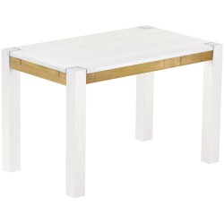 Esstisch 120x73 Rio Kanto Snow Brasil massiver Pinien Holztisch - vorgerichtet für Ansteckplatten - Tisch ausziehbar