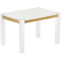 Esstisch 120x80 Rio Kanto Snow Brasil massiver Pinien Holztisch - vorgerichtet für Ansteckplatten - Tisch ausziehbar