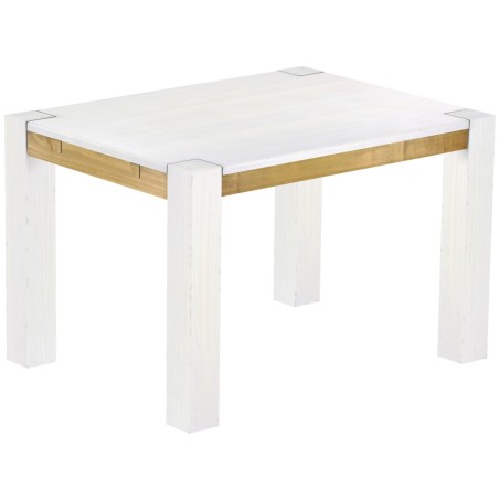 Esstisch 120x90 Rio Kanto Snow Brasil massiver Pinien Holztisch - vorgerichtet für Ansteckplatten - Tisch ausziehbar