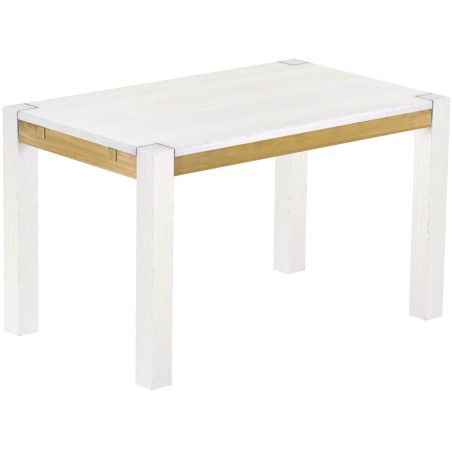 Esstisch 130x80 Rio Kanto Snow Brasil massiver Pinien Holztisch - vorgerichtet für Ansteckplatten - Tisch ausziehbar