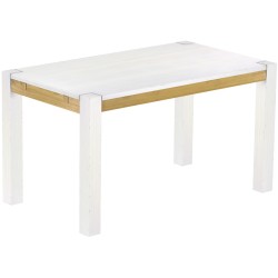 Esstisch 140x80 Rio Kanto Snow Brasil massiver Pinien Holztisch - vorgerichtet für Ansteckplatten - Tisch ausziehbar