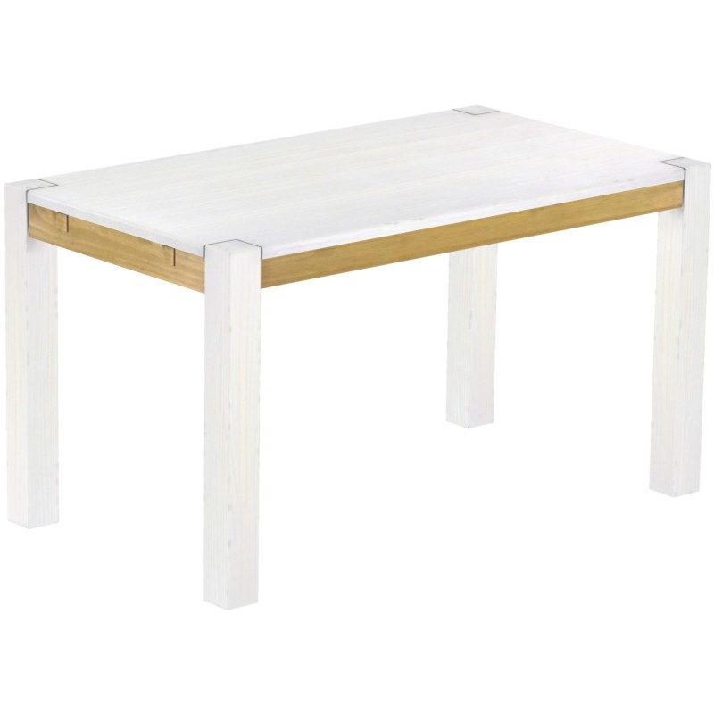 Esstisch 140x80 Rio Kanto Snow Brasil massiver Pinien Holztisch - vorgerichtet für Ansteckplatten - Tisch ausziehbar