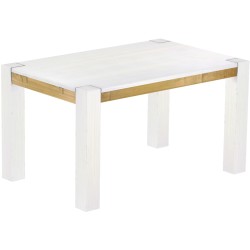 Esstisch 140x90 Rio Kanto Snow Brasil massiver Pinien Holztisch - vorgerichtet für Ansteckplatten - Tisch ausziehbar