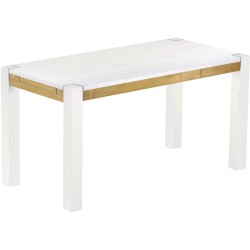 Esstisch 150x73 Rio Kanto Snow Brasil massiver Pinien Holztisch - vorgerichtet für Ansteckplatten - Tisch ausziehbar