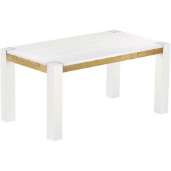 Esstisch 160x90 Rio Kanto Snow Brasil massiver Pinien Holztisch - vorgerichtet für Ansteckplatten - Tisch ausziehbar
