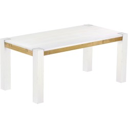 Esstisch 180x90 Rio Kanto Snow Brasil massiver Pinien Holztisch - vorgerichtet für Ansteckplatten - Tisch ausziehbar