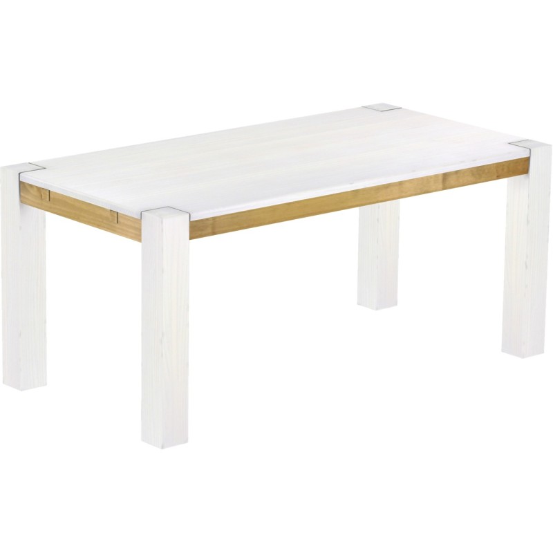 Esstisch 180x90 Rio Kanto Snow Brasil massiver Pinien Holztisch - vorgerichtet für Ansteckplatten - Tisch ausziehbar