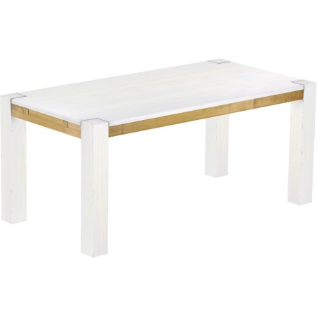 Esstisch 180x90 Rio Kanto Snow Brasil massiver Pinien Holztisch - vorgerichtet für Ansteckplatten - Tisch ausziehbar