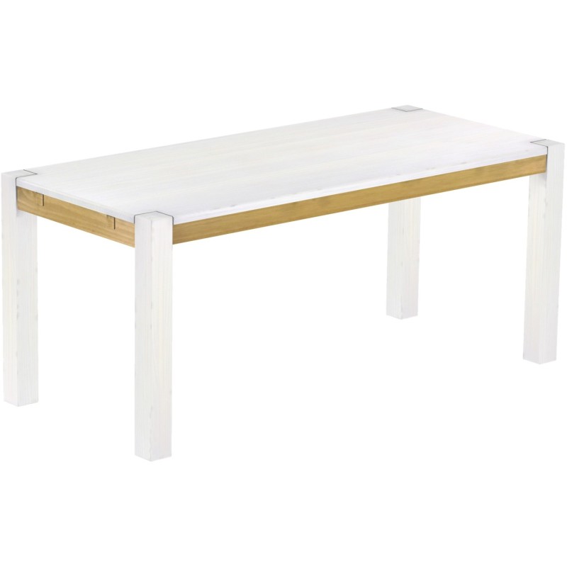 Esstisch 180x80 Rio Kanto Snow Brasil massiver Pinien Holztisch - vorgerichtet für Ansteckplatten - Tisch ausziehbar