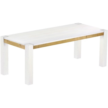 Esstisch 208x90 Rio Kanto Snow Brasil massiver Pinien Holztisch - vorgerichtet für Ansteckplatten - Tisch ausziehbar