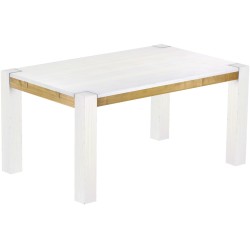 Esstisch 160x100 Rio Kanto Snow Brasil massiver Pinien Holztisch - vorgerichtet für Ansteckplatten - Tisch ausziehbar