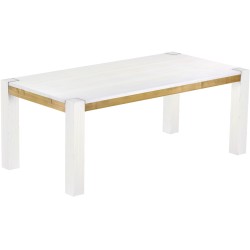 Esstisch 200x100 Rio Kanto Snow Brasil massiver Pinien Holztisch - vorgerichtet für Ansteckplatten - Tisch ausziehbar