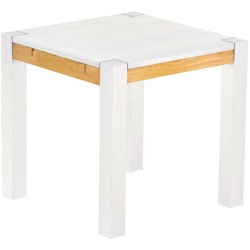 Esstisch 80x80 Rio Kanto Snow Honig massiver Pinien Holztisch - vorgerichtet für Ansteckplatten - Tisch ausziehbar