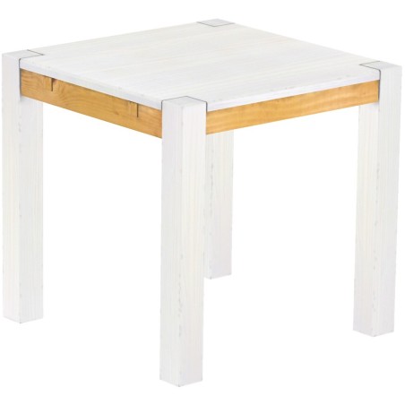 Esstisch 80x80 Rio Kanto Snow Honig massiver Pinien Holztisch - vorgerichtet für Ansteckplatten - Tisch ausziehbar