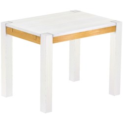 Esstisch 100x73 Rio Kanto Snow Honig massiver Pinien Holztisch - vorgerichtet für Ansteckplatten - Tisch ausziehbar