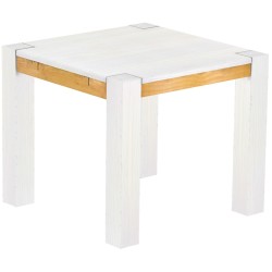 Esstisch 90x90 Rio Kanto Snow Honig massiver Pinien Holztisch - vorgerichtet für Ansteckplatten - Tisch ausziehbar