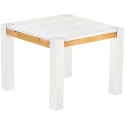 Esstisch 100x100 Rio Kanto Snow Honig massiver Pinien Holztisch - vorgerichtet für Ansteckplatten - Tisch ausziehbar