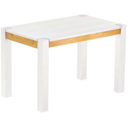 Esstisch 120x73 Rio Kanto Snow Honig massiver Pinien Holztisch - vorgerichtet für Ansteckplatten - Tisch ausziehbar