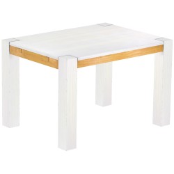 Esstisch 120x90 Rio Kanto Snow Honig massiver Pinien Holztisch - vorgerichtet für Ansteckplatten - Tisch ausziehbar