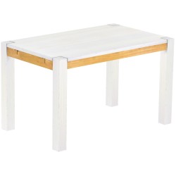 Esstisch 130x80 Rio Kanto Snow Honig massiver Pinien Holztisch - vorgerichtet für Ansteckplatten - Tisch ausziehbar