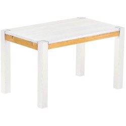 Esstisch 130x80 Rio Kanto Snow Honig massiver Pinien Holztisch - vorgerichtet für Ansteckplatten - Tisch ausziehbar