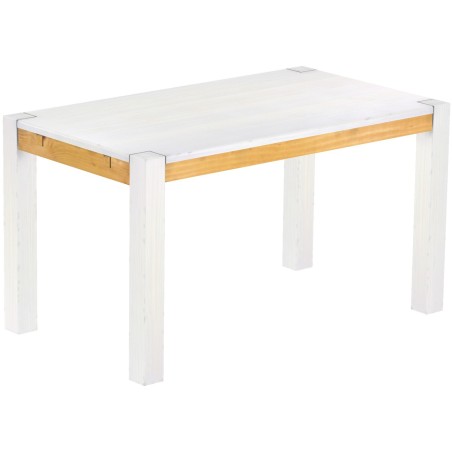 Esstisch 140x80 Rio Kanto Snow Honig massiver Pinien Holztisch - vorgerichtet für Ansteckplatten - Tisch ausziehbar