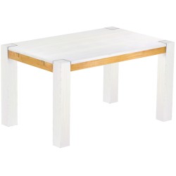 Esstisch 140x90 Rio Kanto Snow Honig massiver Pinien Holztisch - vorgerichtet für Ansteckplatten - Tisch ausziehbar