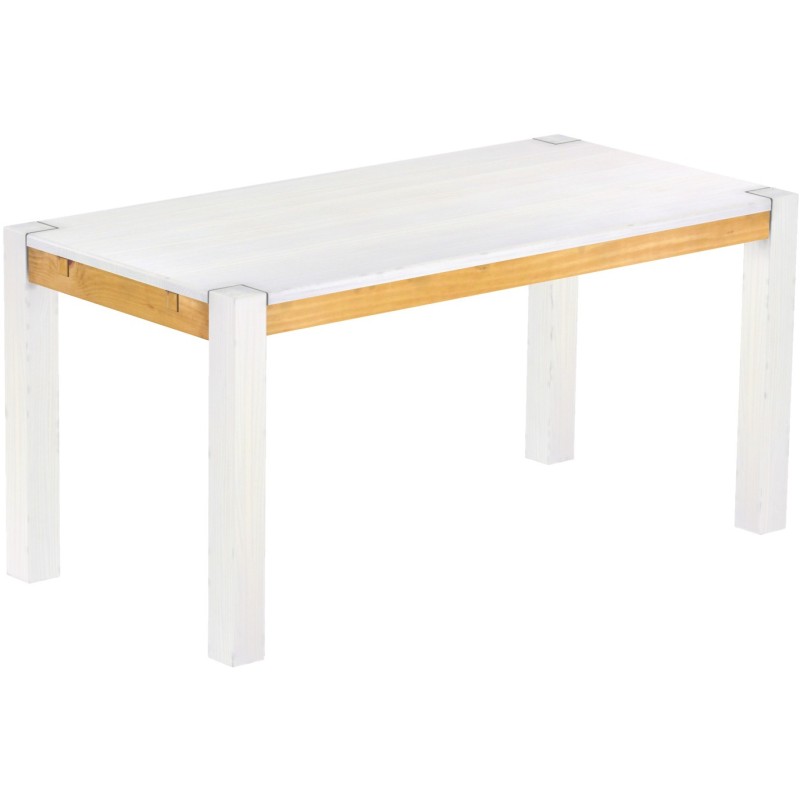 Esstisch 160x80 Rio Kanto Snow Honig massiver Pinien Holztisch - vorgerichtet für Ansteckplatten - Tisch ausziehbar