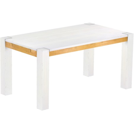 Esstisch 160x90 Rio Kanto Snow Honig massiver Pinien Holztisch - vorgerichtet für Ansteckplatten - Tisch ausziehbar