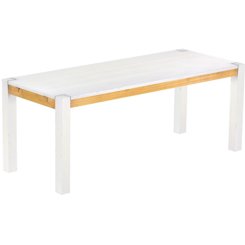 Esstisch 200x80 Rio Kanto Snow Honig massiver Pinien Holztisch - vorgerichtet für Ansteckplatten - Tisch ausziehbar