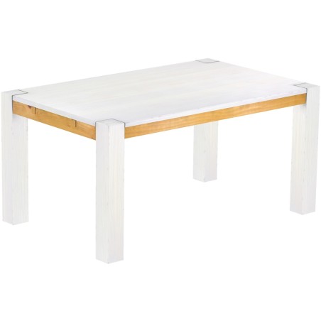 Esstisch 160x100 Rio Kanto Snow Honig massiver Pinien Holztisch - vorgerichtet für Ansteckplatten - Tisch ausziehbar