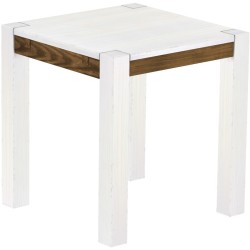 Esstisch 73x73 Rio Kanto Snow Eiche massiver Pinien Holztisch - vorgerichtet für Ansteckplatten - Tisch ausziehbar
