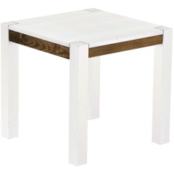 Esstisch 80x80 Rio Kanto Snow Eiche massiver Pinien Holztisch - vorgerichtet für Ansteckplatten - Tisch ausziehbar