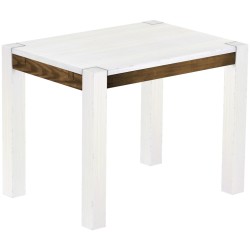 Esstisch 100x73 Rio Kanto Snow Eiche massiver Pinien Holztisch - vorgerichtet für Ansteckplatten - Tisch ausziehbar