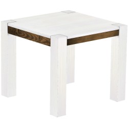 Esstisch 90x90 Rio Kanto Snow Eiche massiver Pinien Holztisch - vorgerichtet für Ansteckplatten - Tisch ausziehbar
