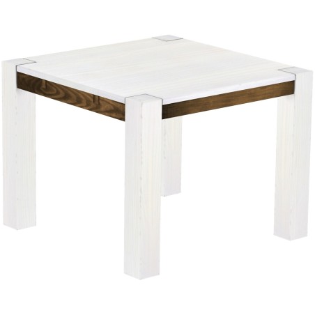 Esstisch 100x100 Rio Kanto Snow Eiche massiver Pinien Holztisch - vorgerichtet für Ansteckplatten - Tisch ausziehbar