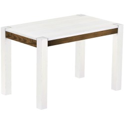 Esstisch 120x73 Rio Kanto Snow Eiche massiver Pinien Holztisch - vorgerichtet für Ansteckplatten - Tisch ausziehbar