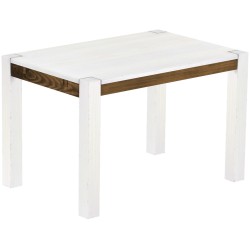 Esstisch 120x80 Rio Kanto Snow Eiche massiver Pinien Holztisch - vorgerichtet für Ansteckplatten - Tisch ausziehbar